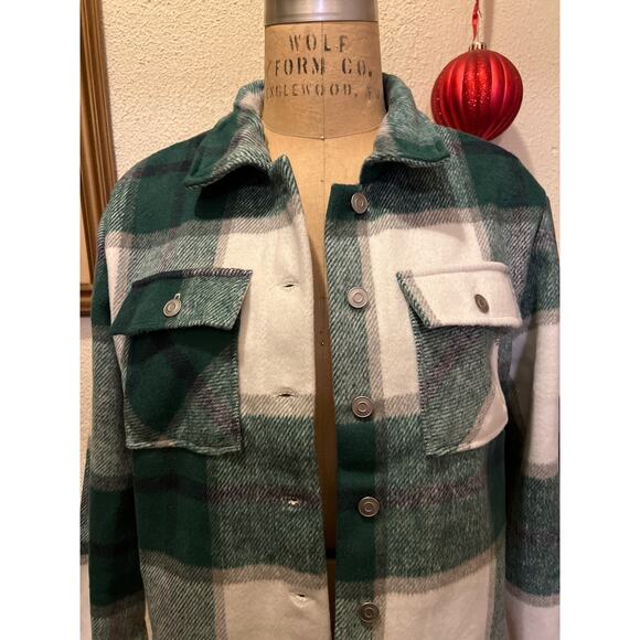 JK Sue Jones Fleece Fuzzy Lined Plaid Flannel Cropped Jacket NWT Size S - Picture 6 of 13